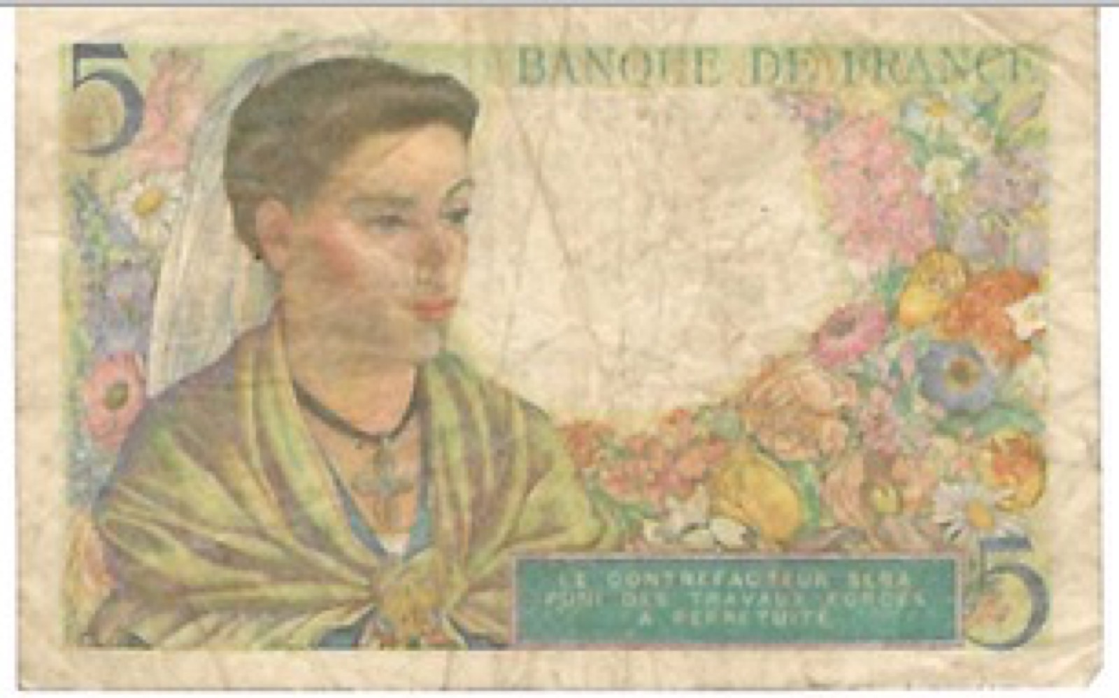 Billet 5 Francs Berger 1943 TB
