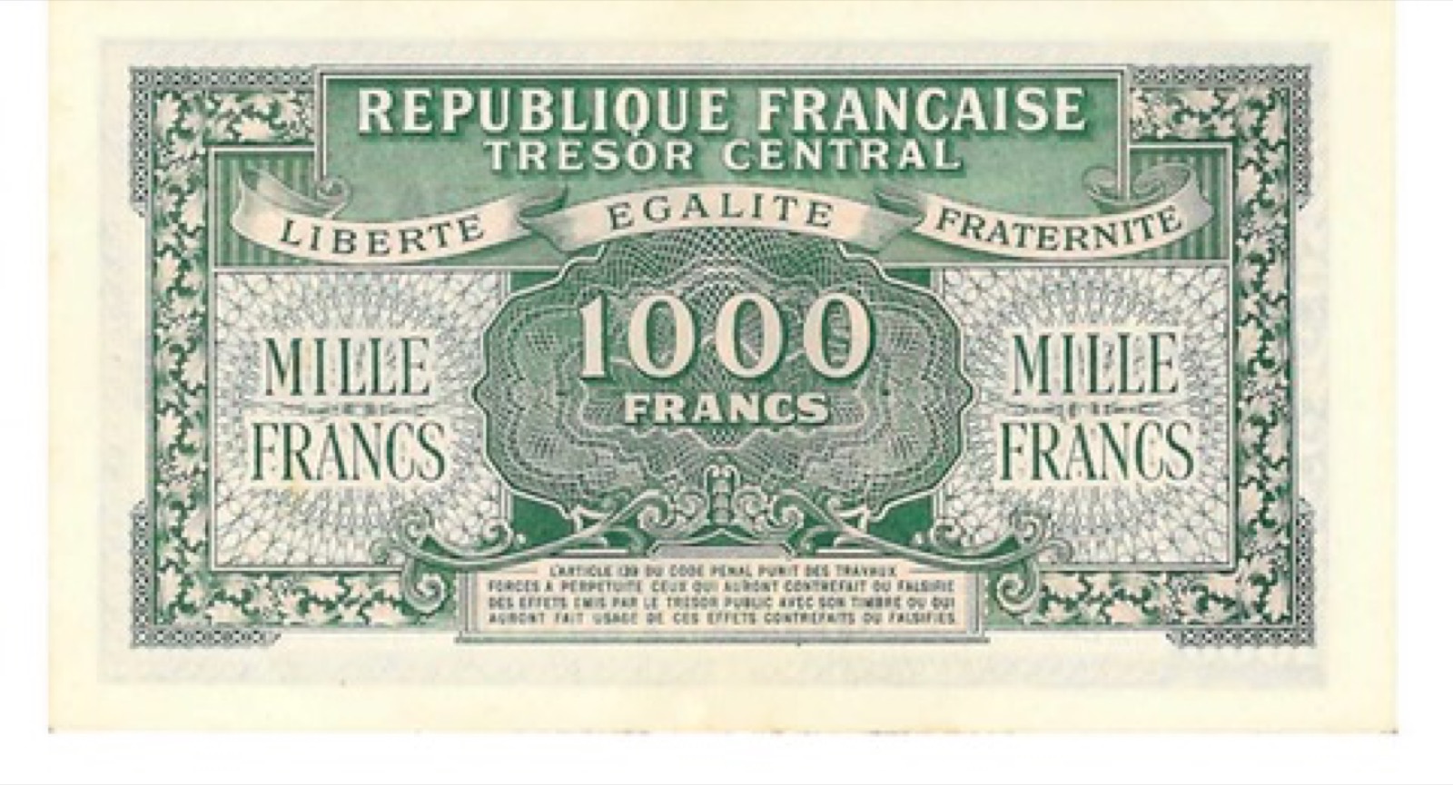 Billet 1000 Francs Trésor TTB