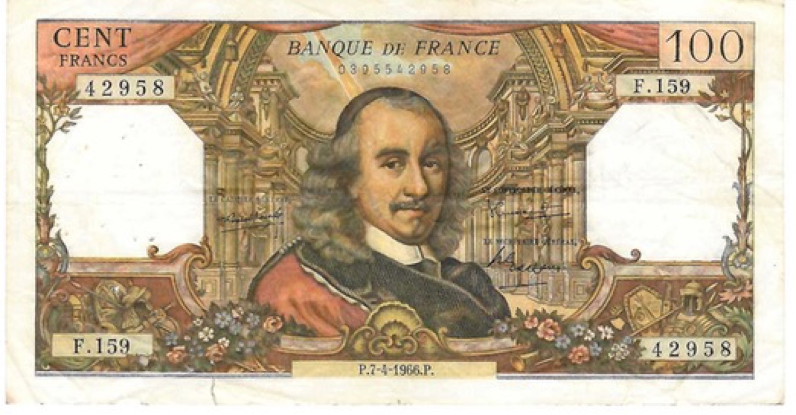 Billet 100 Francs Corneille 1966 P