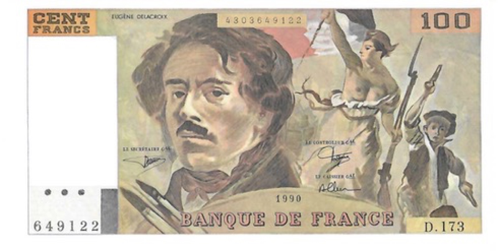 Billet 100 Francs Delacroix 1990 TTB