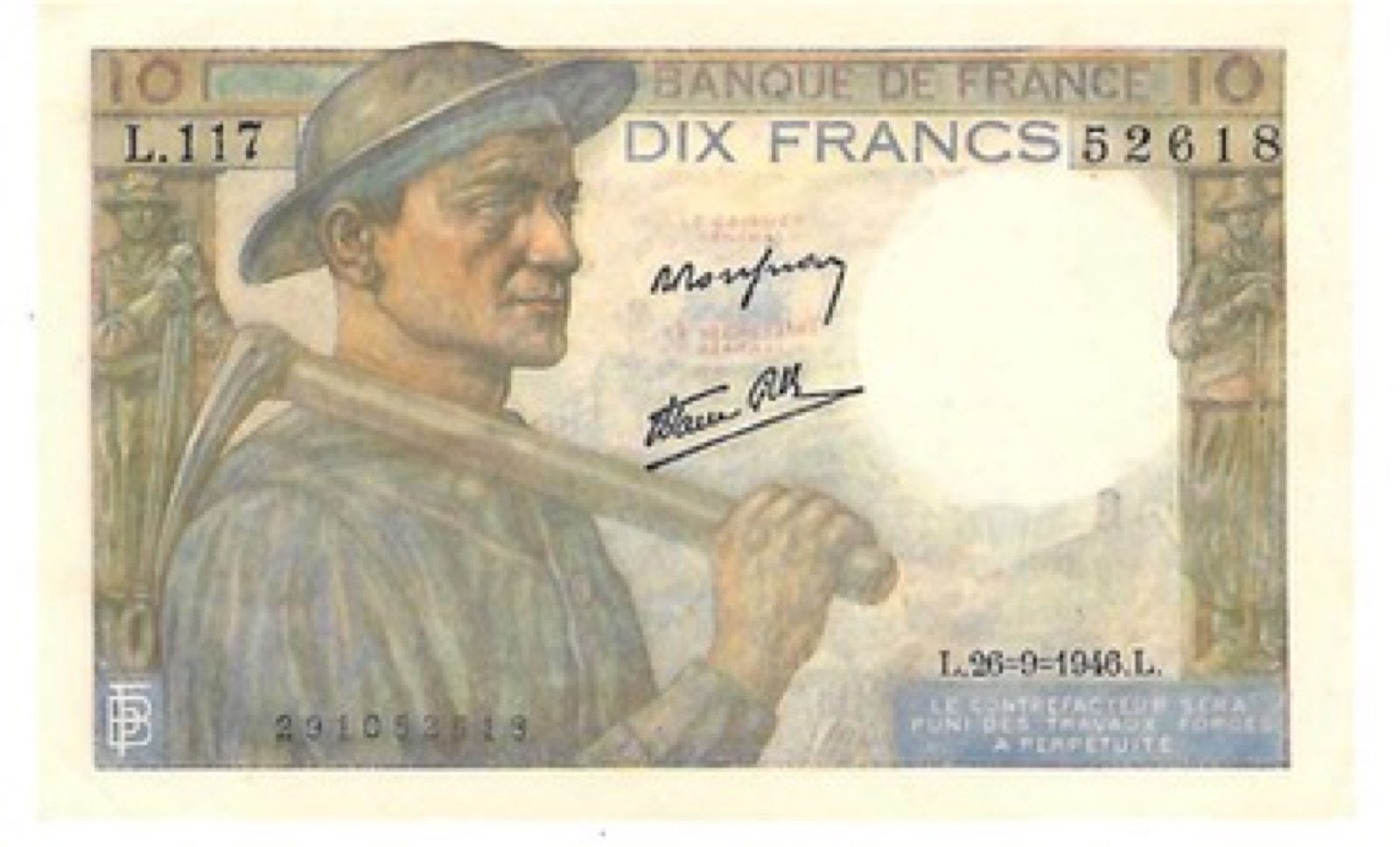 Billet 10 Francs Mineur 1946 SPL