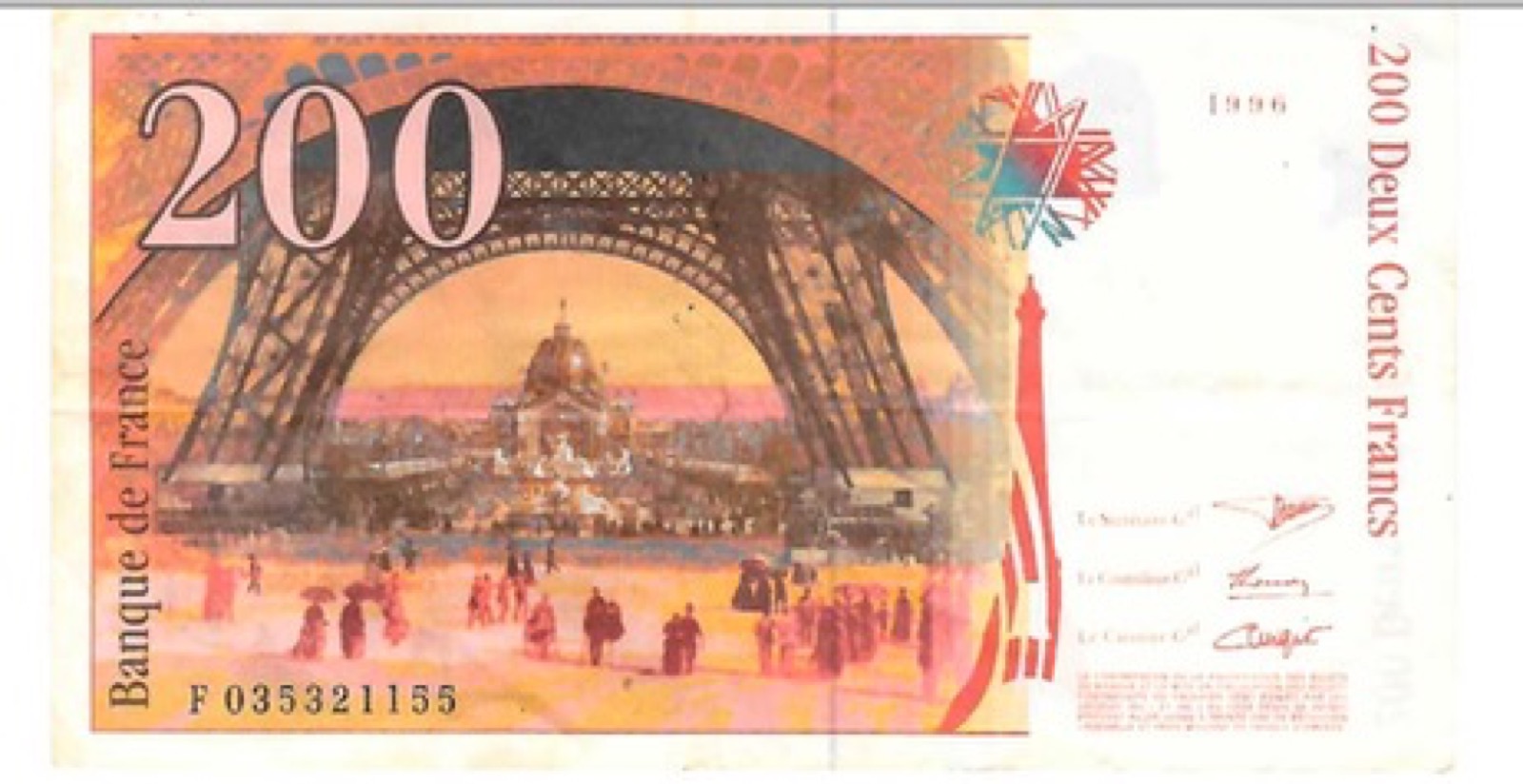 Billet 200 Francs Eiffel 1999 XF