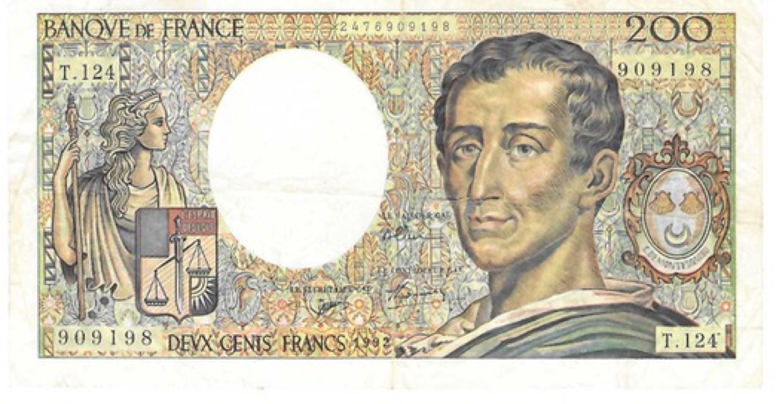 Billet 200 Francs Montesquieu 1992 T124 B