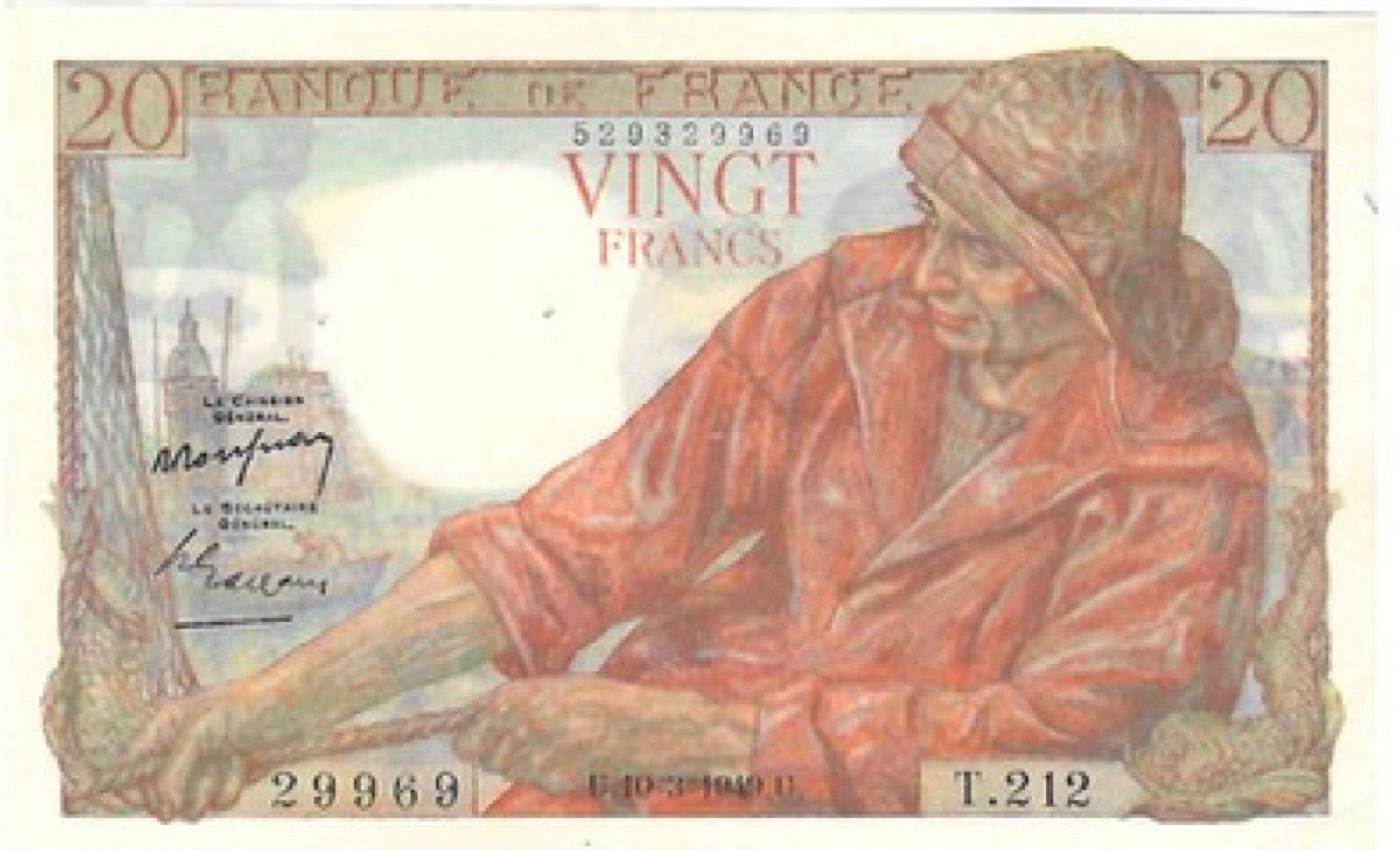 Billet 20 Francs Pecheur 1942 SPL