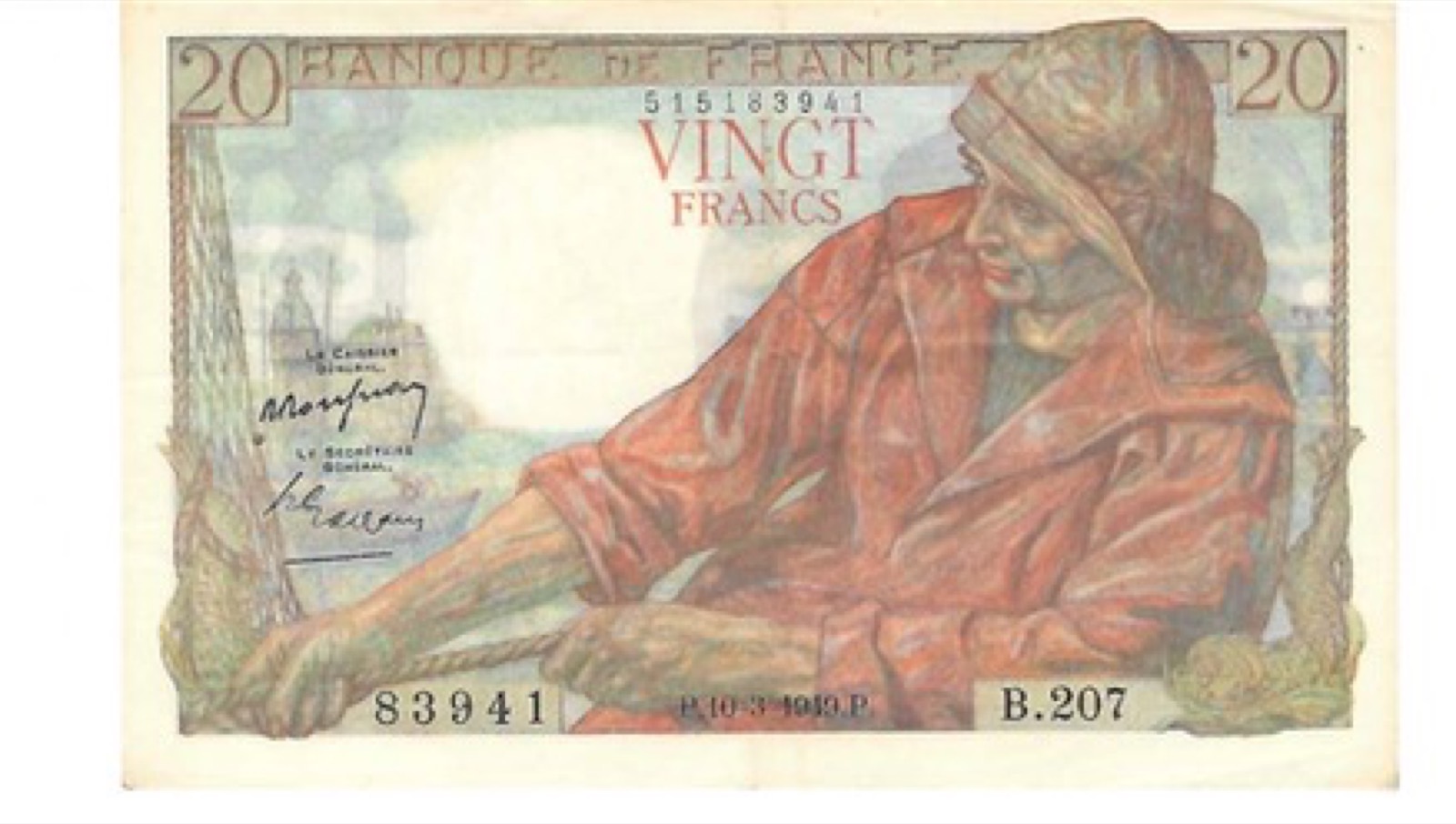 Billet 20 Francs Pecheur 1949 P TB