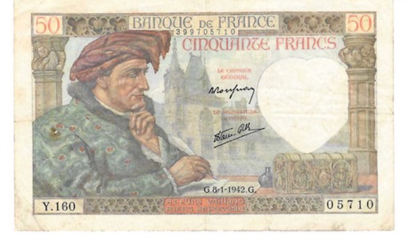 Billet 50 Francs Jaques Coeur 1942 G B