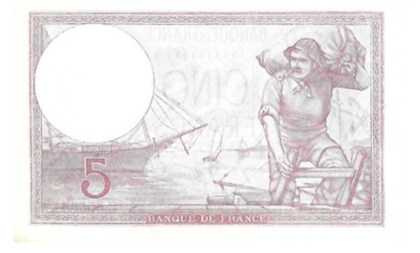 Billet 5 Francs Violet 1939 NV TTB