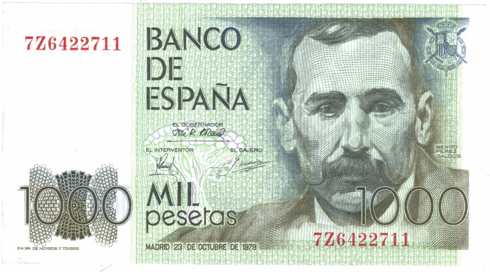 Billet 1000 Pesetas 1979 Benito Pérez Galdós