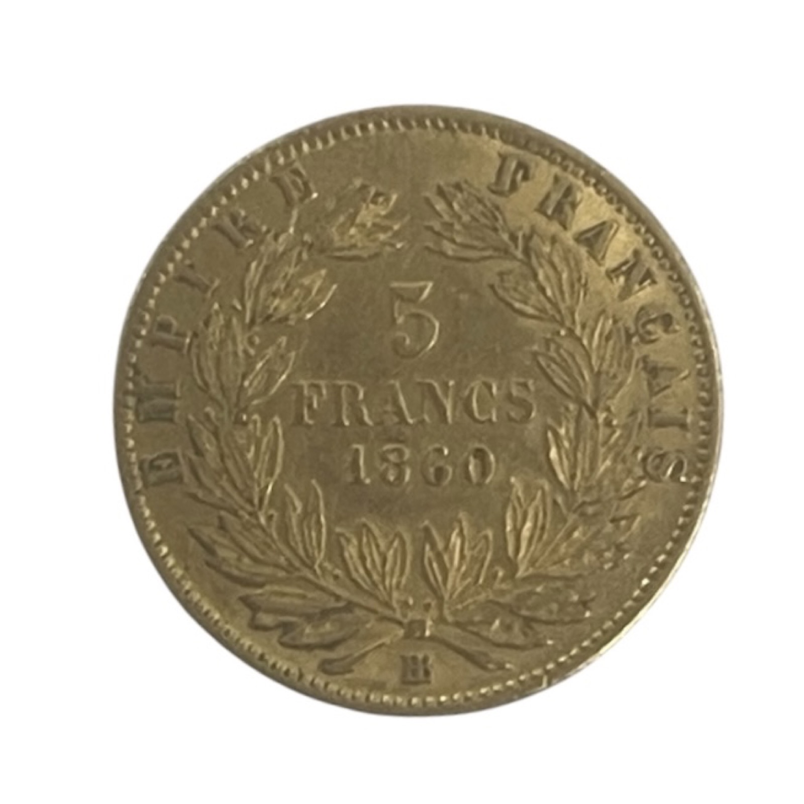 5 Francs Napoléon III Empereur 1860 atelier BB (Strasbourg)