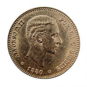 25 Pesetas Alfonso XII jeune 1880 Madrid