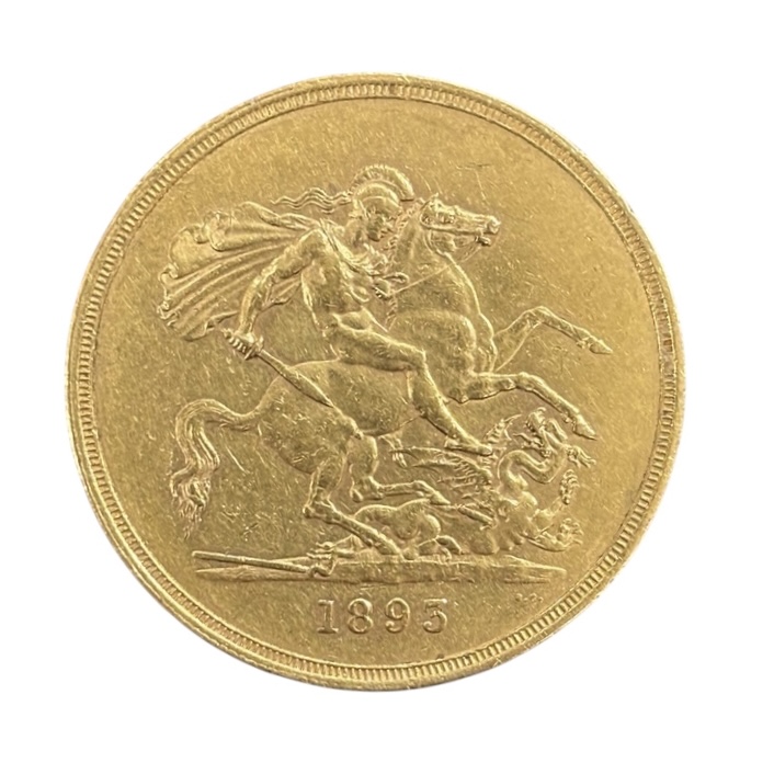 5 Souverains Victoria "old head" 1893 Londres – Image 2